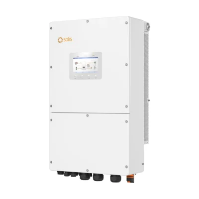Onduleur hybride Solis S6-EH3P 30-50K triphasé professionnel, grand boîtier blanc avec écran