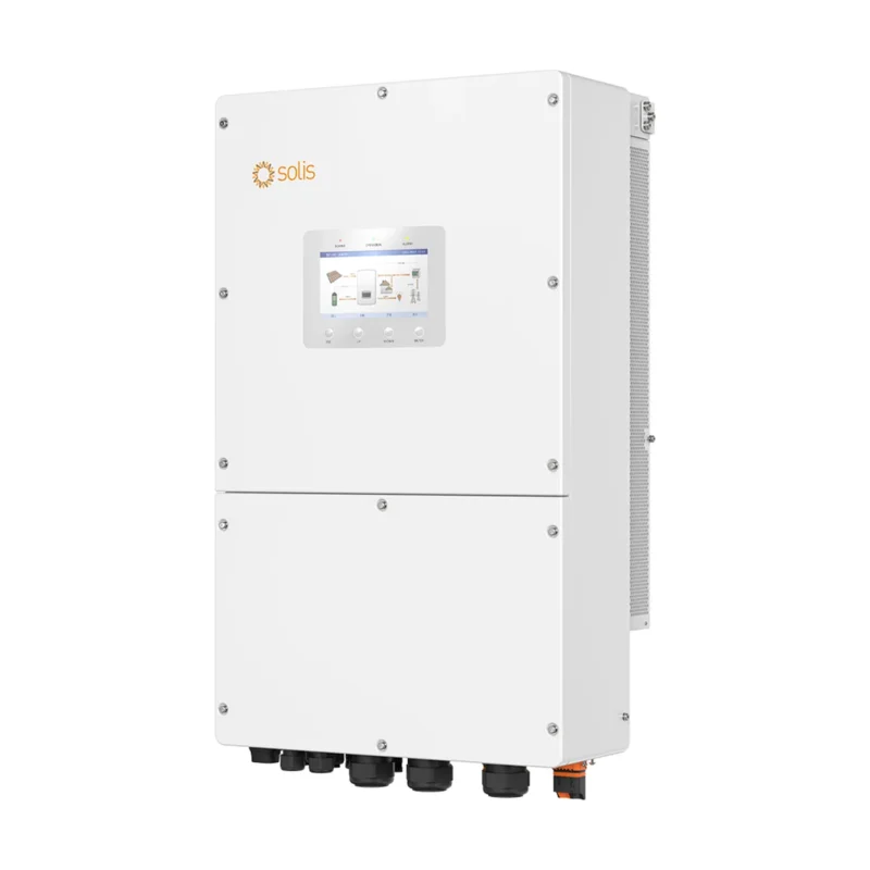 Onduleur hybride Solis S6-EH3P 30-50K triphasé professionnel, grand boîtier blanc avec écran