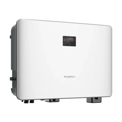 Onduleur hybride Sungrow SH-RS monophasé, boîtier blanc avec écran LED et logo Sungrow