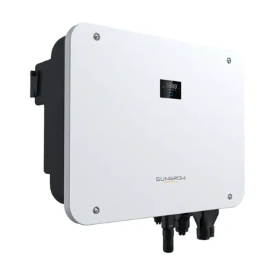 Onduleur hybride Sungrow SH15-25T triphasé, boîtier blanc de la série SH-T avec écran en façade