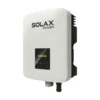 Onduleur SolaX X1-BOOST G3 monophasé, boîtier blanc vertical avec écran LCD et presse-étoupes en bas