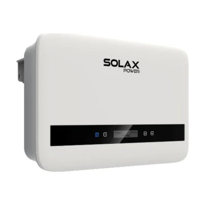 Onduleur SolaX X1-BOOST G4 monophasé, boîtier blanc horizontal avec bandeau d'affichage noir