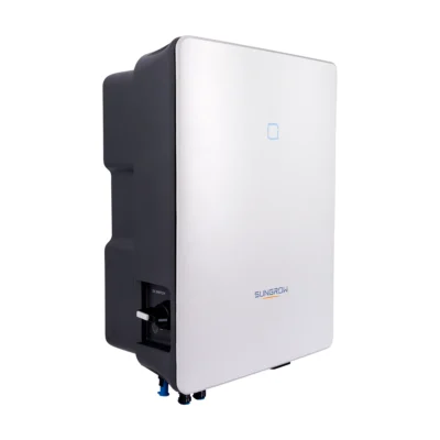 Onduleur Sungrow SG-RT-P2 triphasé, boîtier blanc et gris anthracite avec voyant bleu
