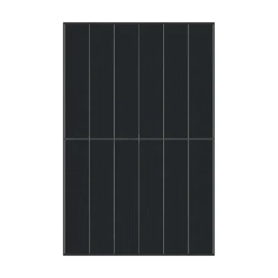 Panneau solaire DMEGC G12RT-B48HBT 3.0 vu de face : cellules noires, fond transparent et cadre noir