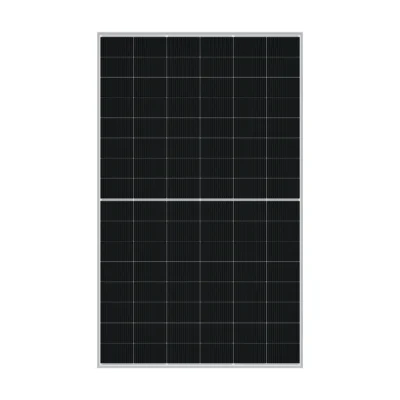 Panneau solaire DMEGC G12RT-B48HSW vu de face, cellules noires sur fond blanc et cadre aluminium argent