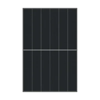 Panneau solaire DMEGC G12RT-G48HBW 3.0 de face : cellules noires séparées par des lignes blanches, cadre noir