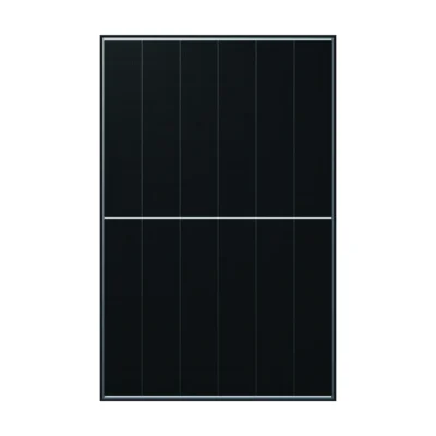 Panneau solaire Tongwei TWMNH-48HW vu de face, cellules noires en bandes verticales et cadre noir