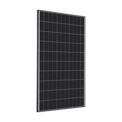 Panneau solaire Voltec Tarka 110 Cristal bifacial, cellules noires sur fond transparent, cadre noir