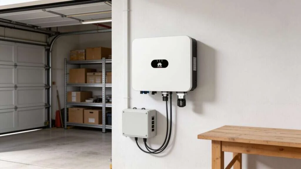 Onduleur Huawei SUN2000 installé dans un garage