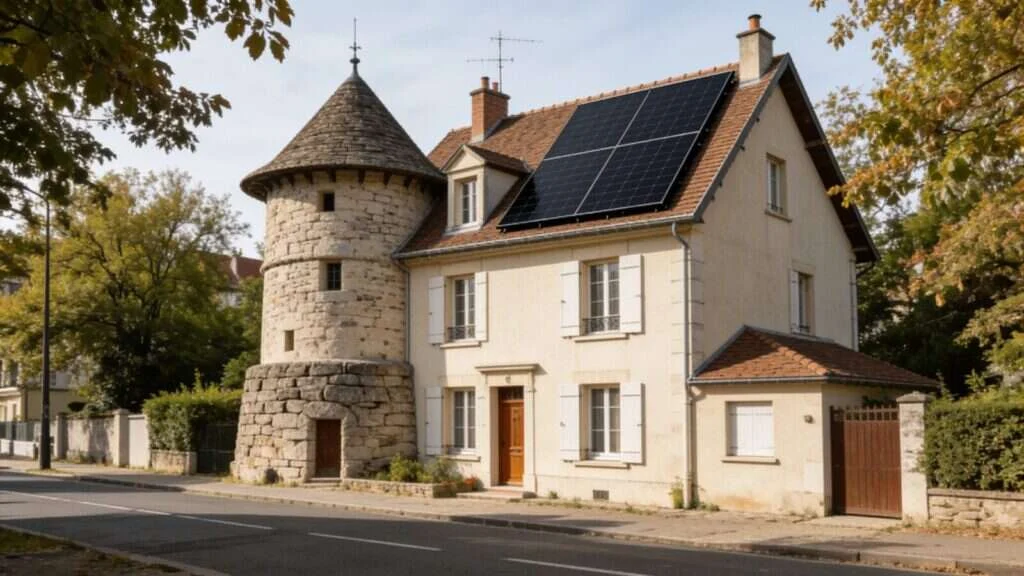 Maison en meulière des Hauts-de-Seine avec panneaux solaires