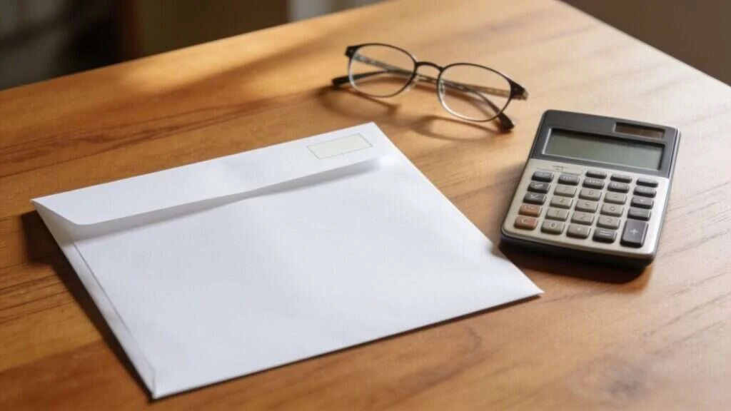 Avis de taxe foncière et calculatrice sur une table