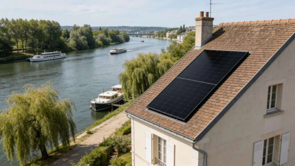 Maison des bords de Marne avec panneaux solaires discrets