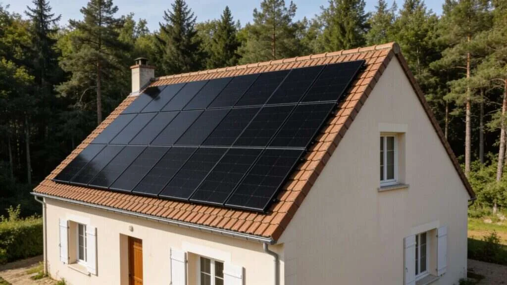 Maison des Yvelines avec panneaux solaires tout noirs
