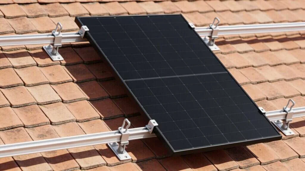 Panneaux solaires posés sur rails, répartition de la charge sur la toiture