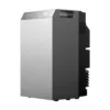 Batterie EcoFlow STREAM AC 5000 vue de trois quarts, caisson argenté et flanc noir sans bornes solaires