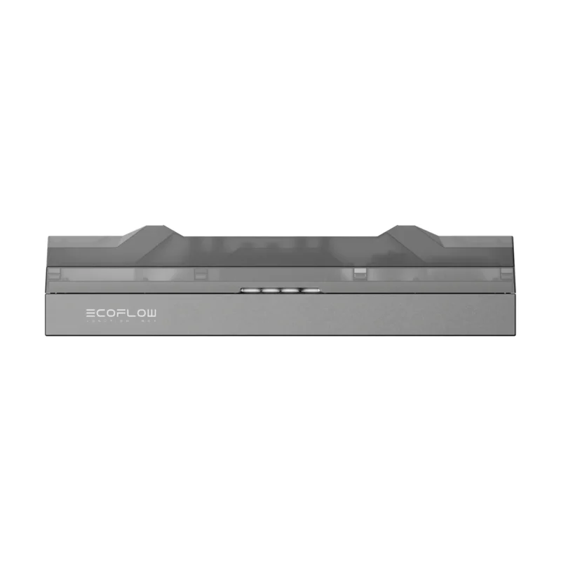 Boîtier de jonction EcoFlow PowerOcean gris avec logo EcoFlow, vu de face
