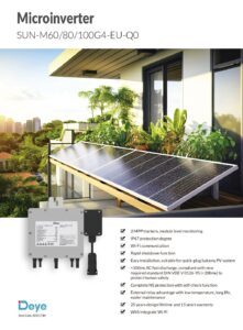Fiche technique Micro-onduleur Deye SUN-M80G4-EU-Q0 800 W pour deux panneaux, Wi-Fi intégré