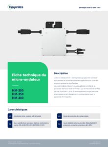 Fiche technique Micro-onduleur Hoymiles HM-400 monophasé 400 VA pour un panneau