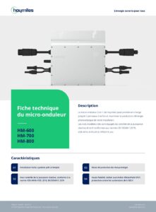 Fiche technique Micro-onduleur Hoymiles HM-600 et HM-800 monophasé pour deux panneaux