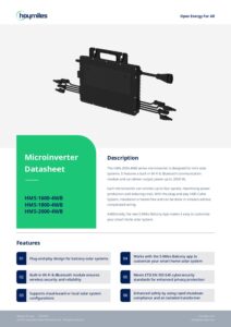 Fiche technique Micro-onduleur Hoymiles HMS-1600-4WB 1 600 VA avec Wi-Fi et Bluetooth pour quatre panneaux