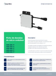 Fiche technique Micro-onduleur Hoymiles HMS-1T monophasé 350 à 500 VA pour un panneau