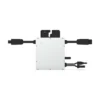 Micro-onduleur Hoymiles HM-400, boîtier gris clair avec câble AC et connecteurs MC4