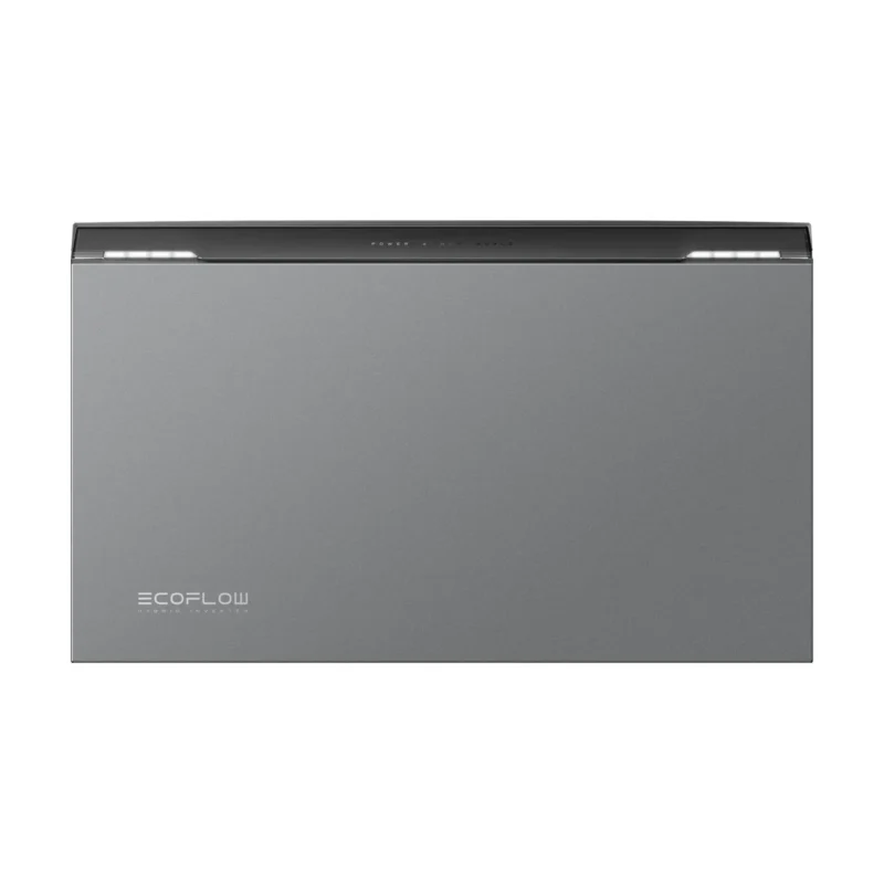 Onduleur hybride EcoFlow OCEAN 2 Plus, boîtier gris de 680 × 203 × 406,5 mm à bandeau lumineux et logo EcoFlow