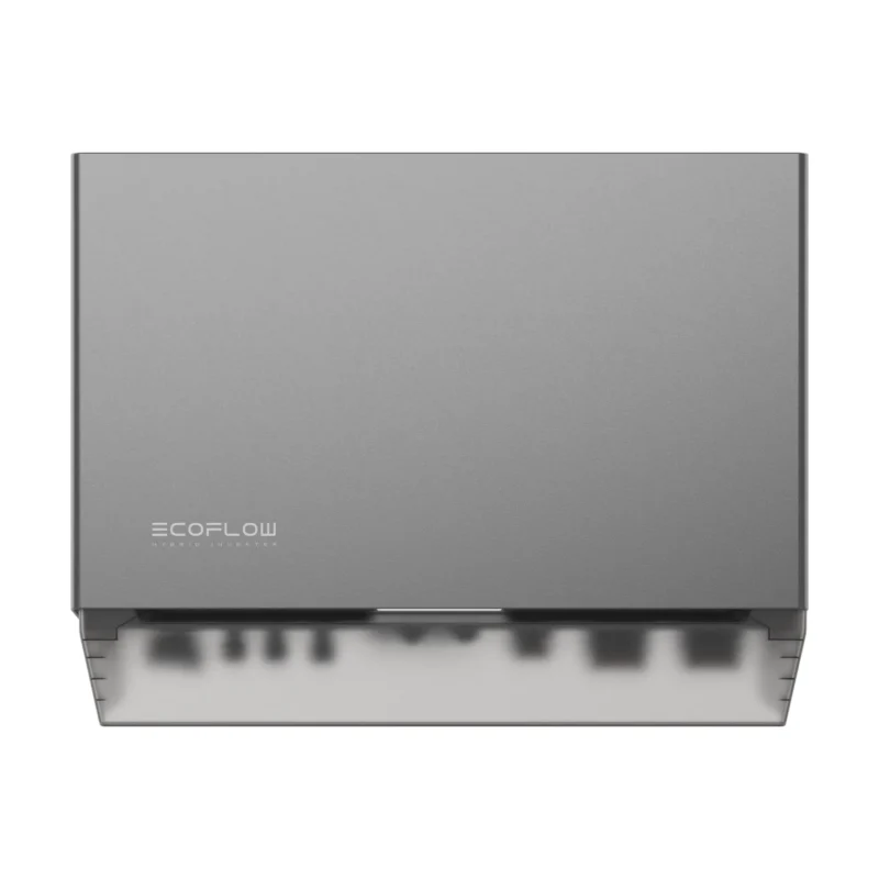 Onduleur hybride EcoFlow PowerOcean triphasé vu de face, boîtier gris anthracite plat à pose murale