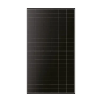 Panneau solaire LONGi LR7-60HVD Hi-MO X10 vu de face, 120 cellules sombres et cadre noir